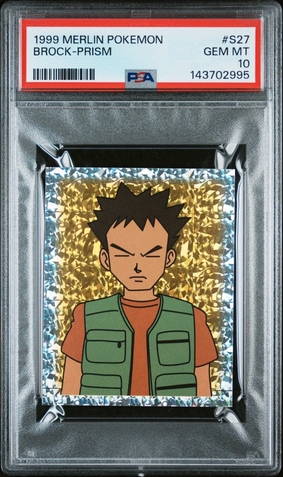 קלף פוקימון מדורג PSA 10 ברוק — מדבקת פריזמה 1999 — Brock Prism #S27 PSA 10 Graded Card
